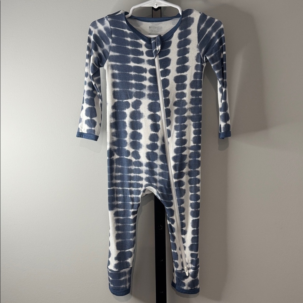 Kyte Baby Blue Steel Riptide Tie-Dye Footless Romper Bamboo 18-24 Months EUC